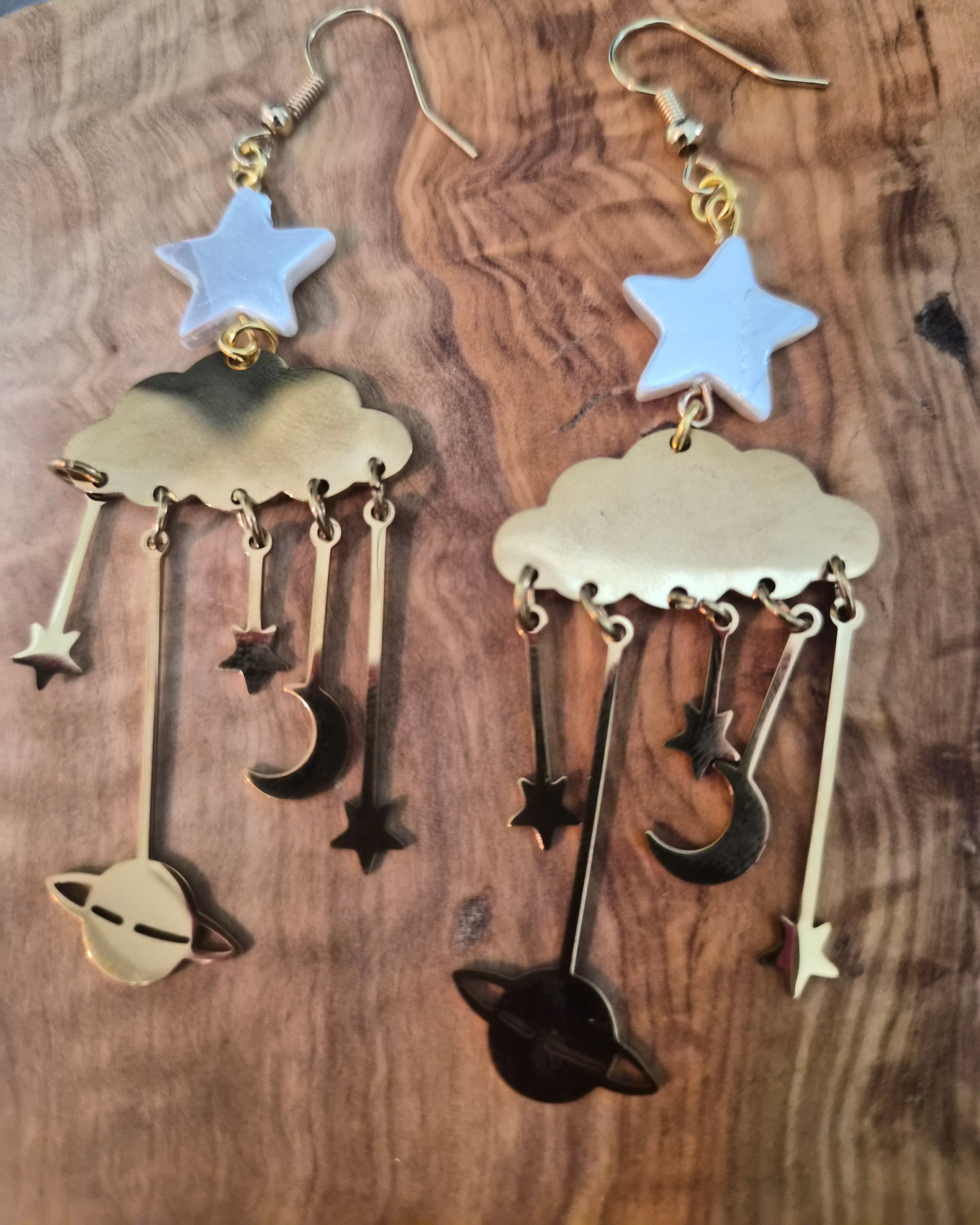 Gold cloud earrings
